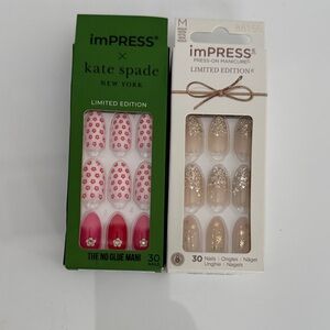 imPRESS x kate spade Pink Floral & imPRESS Gold Glitter Press-On Nail Duo